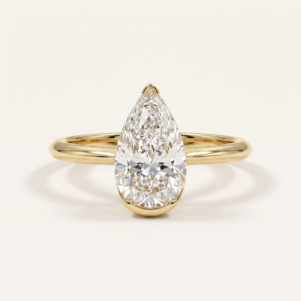 Moissanite 2.50 CT Pear Cut Diamond Solitaire Ring (V1)