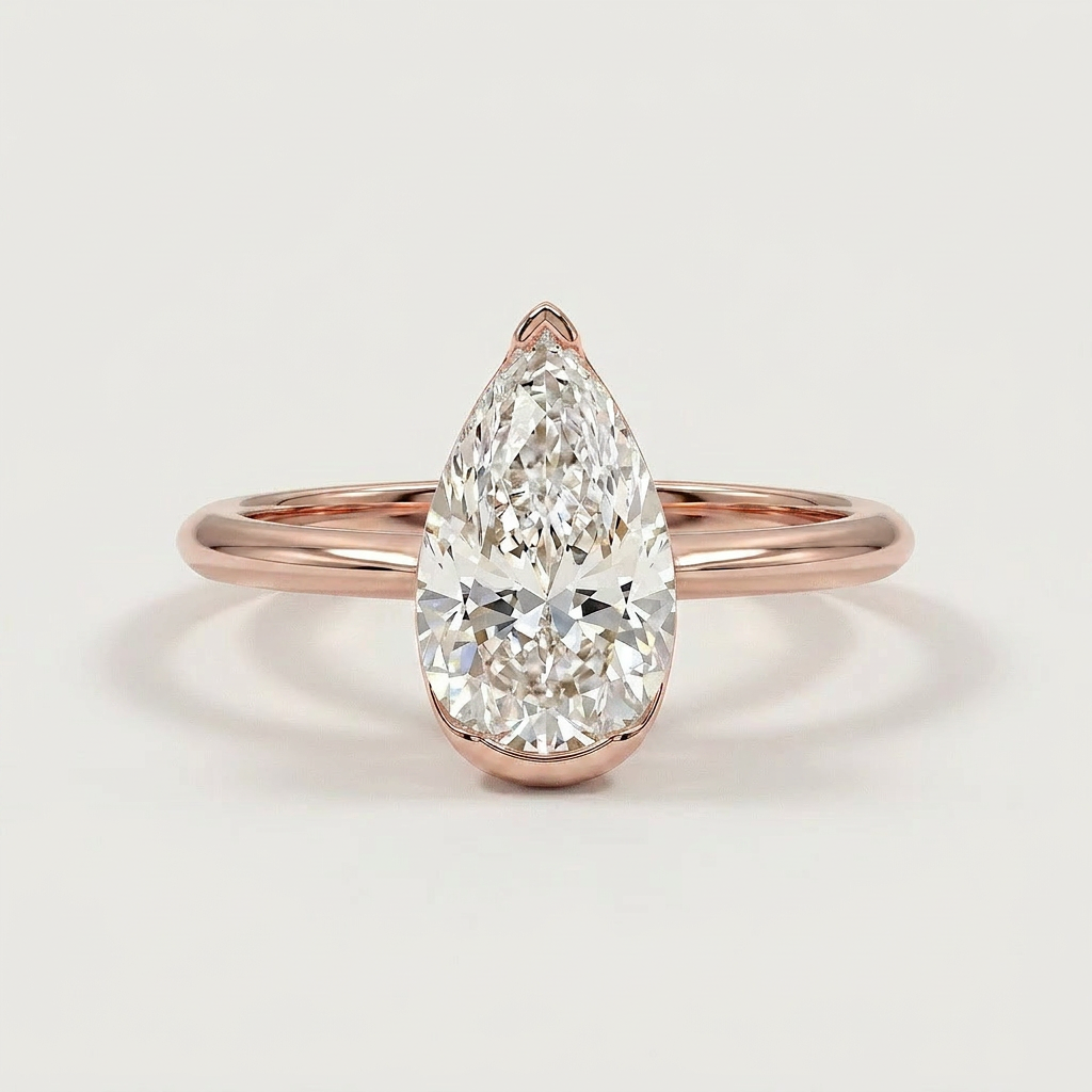 Moissanite 2.50 CT Pear Cut Diamond Solitaire Ring (V1)