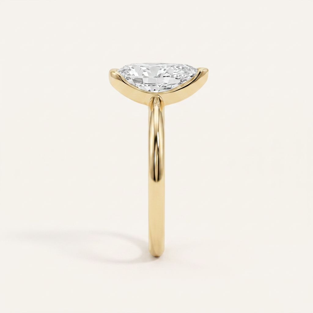Moissanite 2.50 CT Pear Cut Diamond Solitaire Ring (V1)