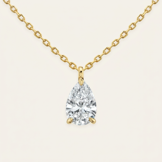Moissanite 0.25 CT Pear Cut Diamond Solitaire Necklace