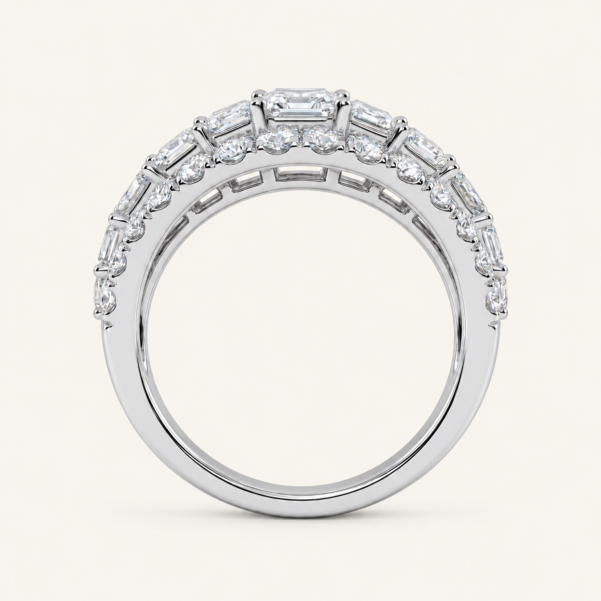 Lab Grown Diamond 4.00 CT Emerald Cut Cluster Men's Ring