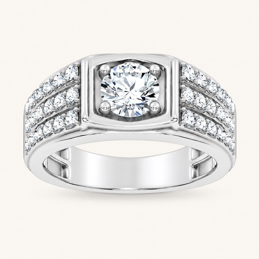 Lab Grown Diamond 2.00 CT Round Cut Men's Ring