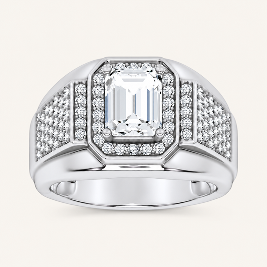 Lab Grown Diamond 2.98 CT Emerald Cut Men's Ring