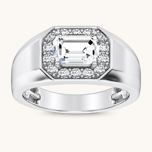 Lab Grown Diamond 1.98 CT Emerald Cut Men's Ring