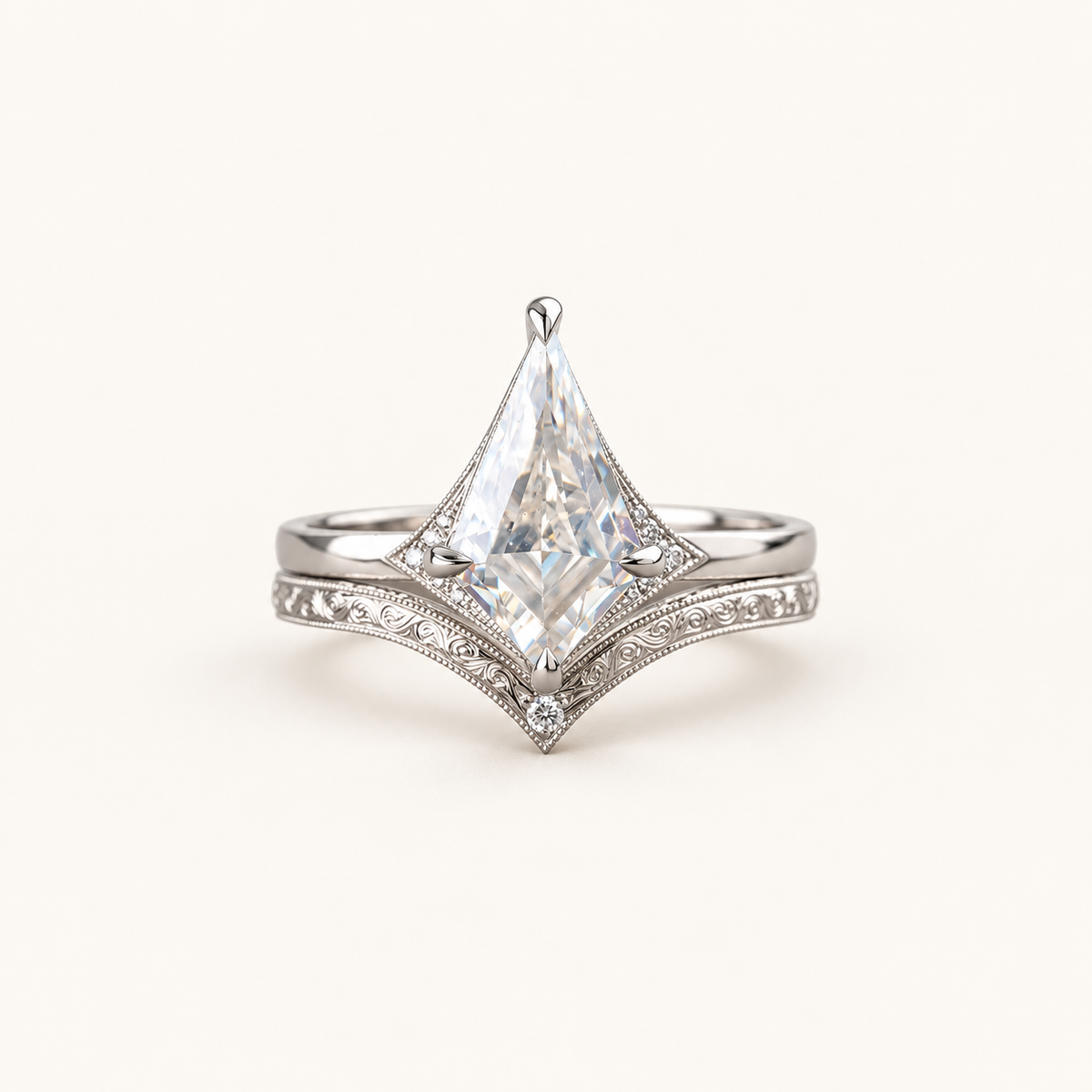 Moissanite 1.45 CT Kite Cut Solitaire Ring