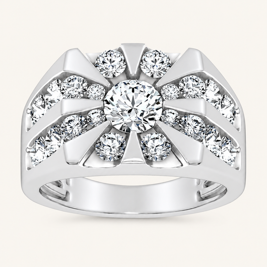 Lab Grown Diamond 3.00 CT Round Cut Men's Ring