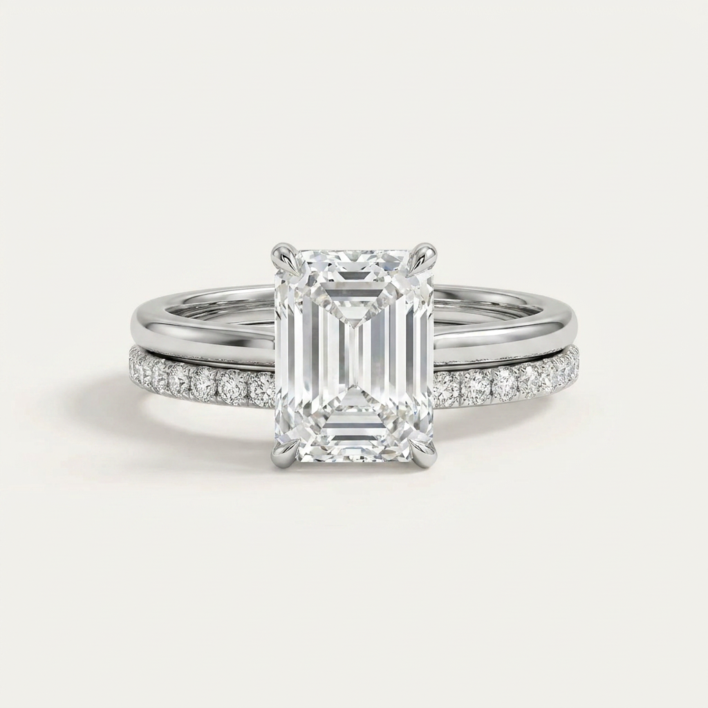 Moissanite 3.10 CT Radiant Cut Diamond Solitaire Ring (V-Moisaanite)