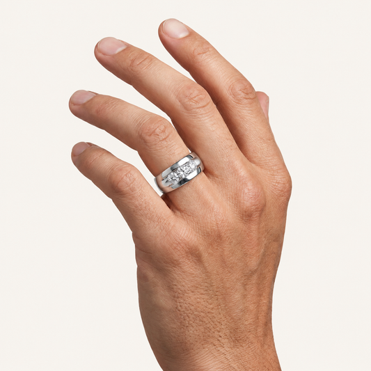 Lab Grown Diamond 3.20 CT Round Cut Men's Ring