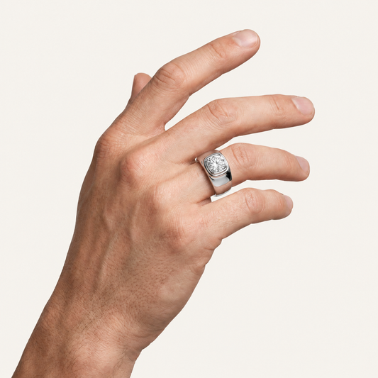 Lab Grown Diamond 2.00 CT Round Cut Solitaire Men's Ring