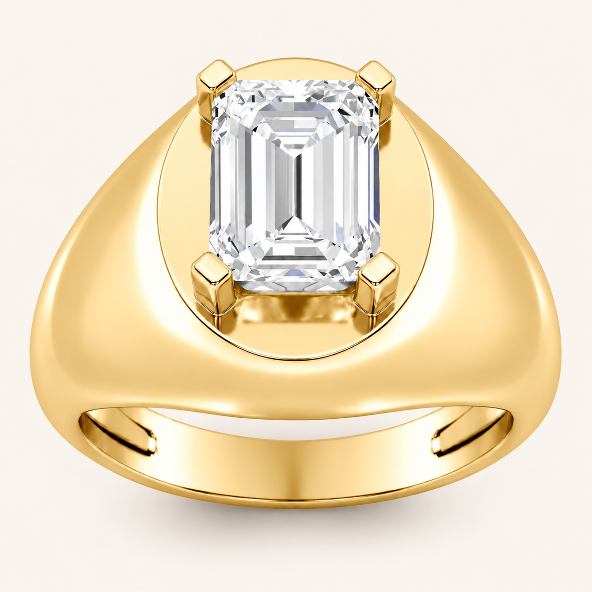 Lab Grown Diamond 3.00 CT Emerald Cut Solitaire Men's Ring