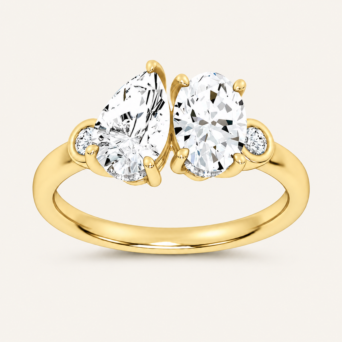 Lab Grown Diamond 2.17 CT Pear & Oval Cut Toi Et Moi Ring