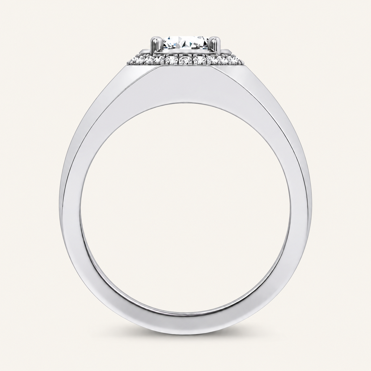 Lab Grown Diamond 1.12 CT Round Cut Halo Men's Ring