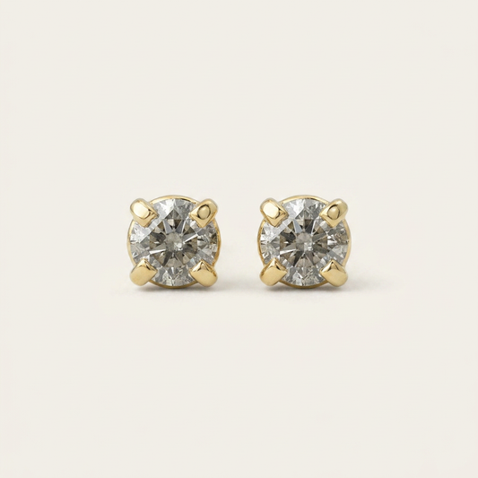 1.00 CT Round Cut Salt and Pepper Diamond Stud Earrings