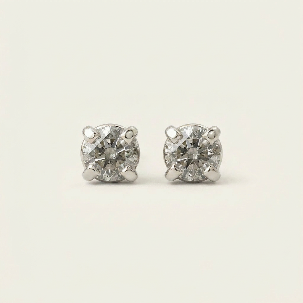1.00 CT Round Cut Salt and Pepper Diamond Stud Earrings