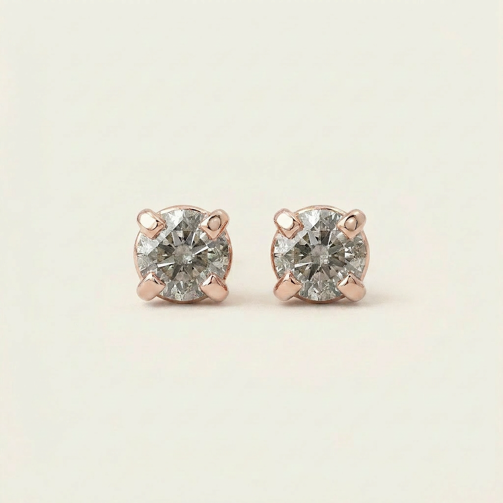 1.00 CT Round Cut Salt and Pepper Diamond Stud Earrings