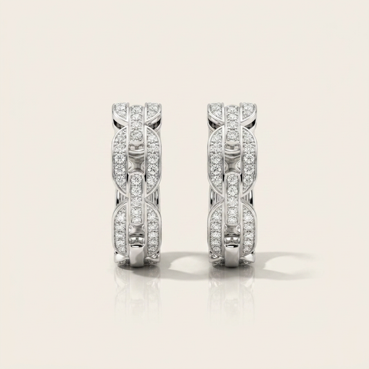 Moissanite 0.45 CT Round Cut Diamond Hoop Earrings