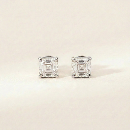 Moissanite 2.00 CT Asscher Cut Diamond Stud Earrings