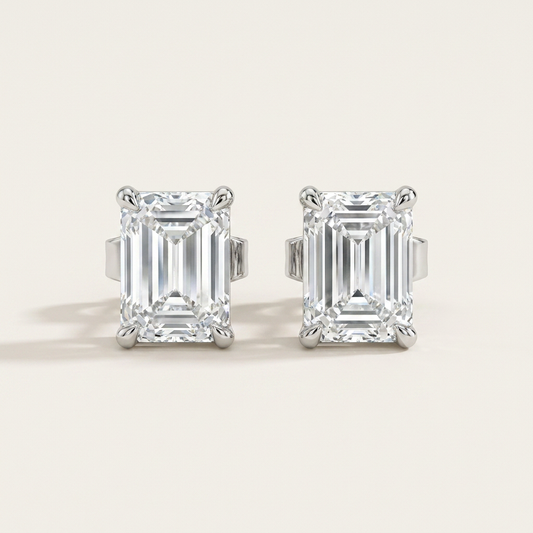 Moissanite 2.00 CT Emerald Cut Diamond Stud Earrings
