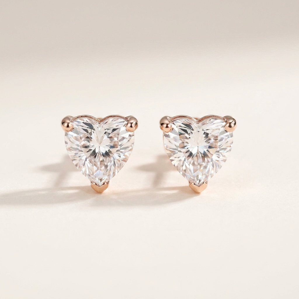 Moissanite 3.00 CT Heart Cut Diamond Stud Earrings