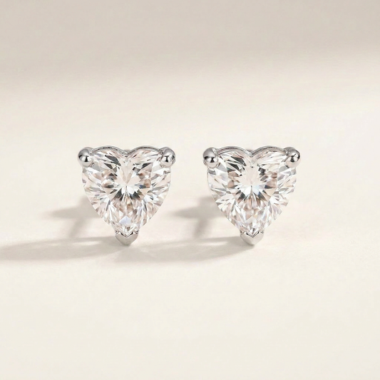 Moissanite 3.00 CT Heart Cut Diamond Stud Earrings