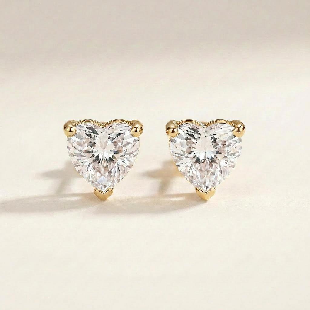 Moissanite 3.00 CT Heart Cut Diamond Stud Earrings