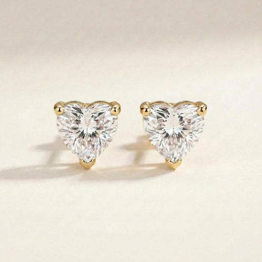 Moissanite 3.00 CT Heart Cut Diamond Stud Earrings