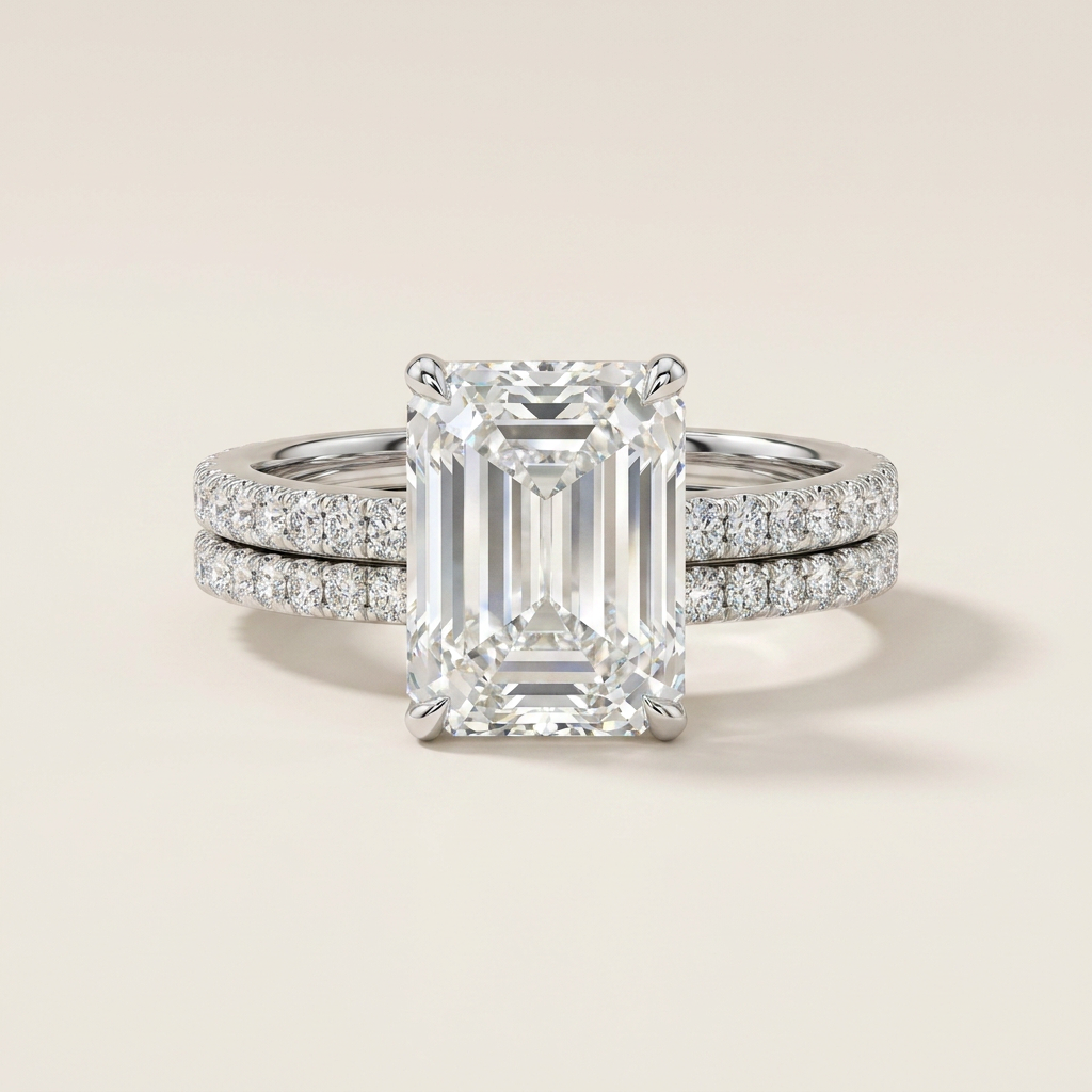 Moissanite 3.00 CT Radiant & Round Cut Diamond Solitaire Ring