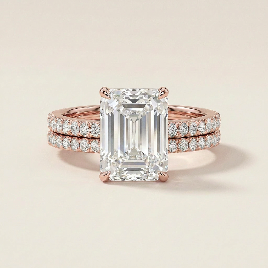 Moissanite 3.00 CT Radiant & Round Cut Diamond Solitaire Ring