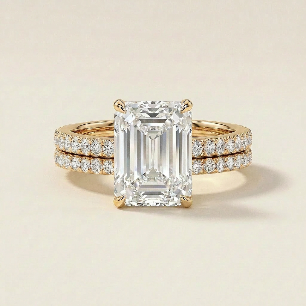 Moissanite 3.00 CT Radiant & Round Cut Diamond Solitaire Ring