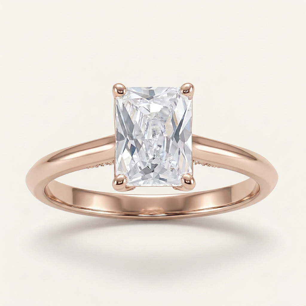 Lab Grown 2.00 CT Radiant Cut Diamond Pavé Solitaire Ring