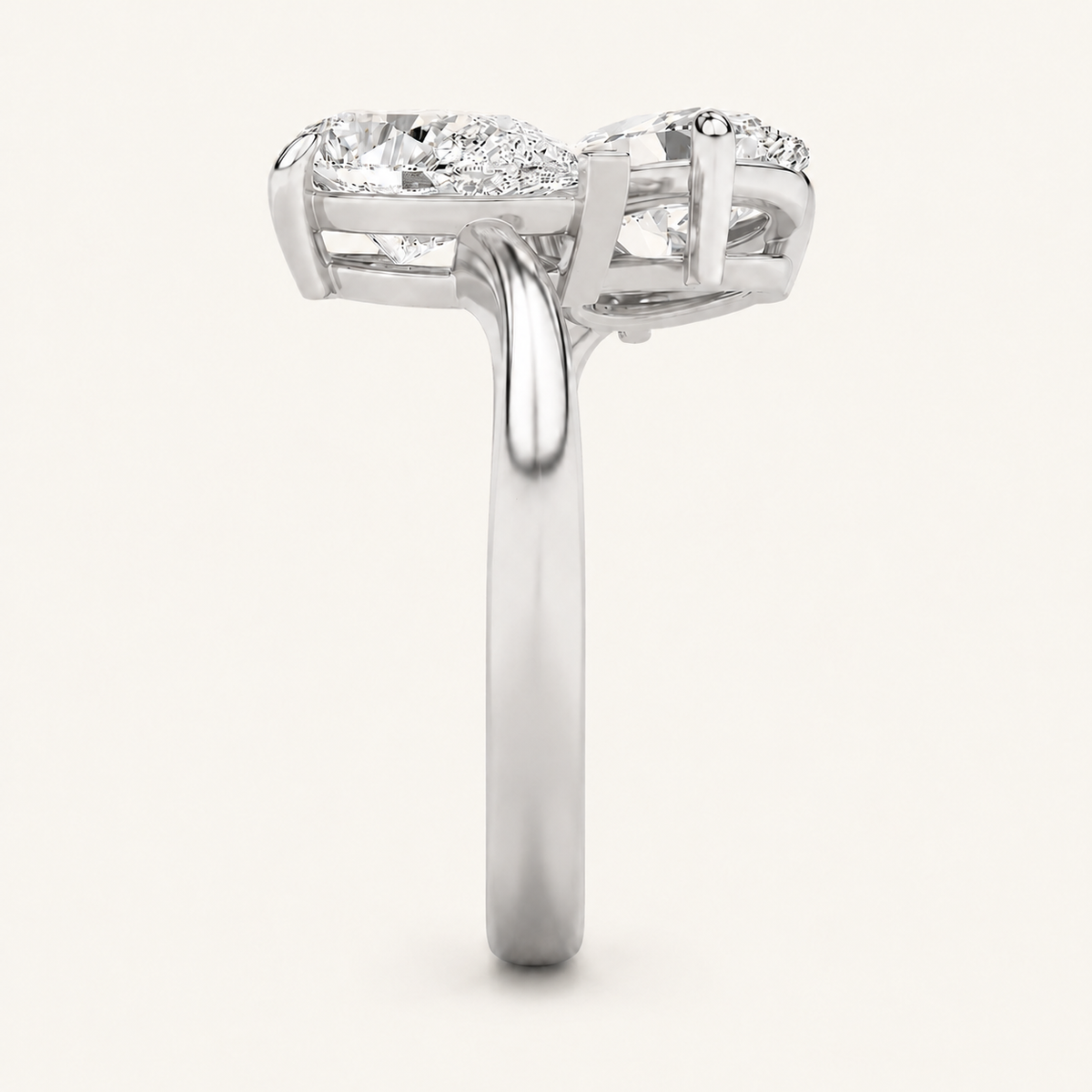 Lab Grown Diamond 3.00 CT Oval & Pear Cut Toi Et Moi Ring