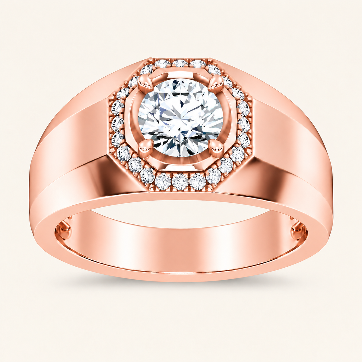 Lab Grown Diamond 1.12 CT Round Cut Halo Men's Ring