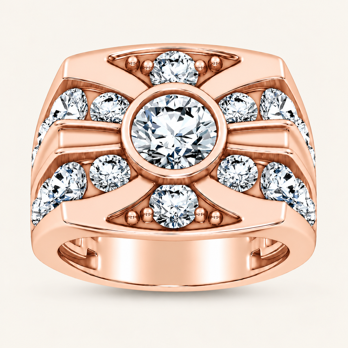 Lab Grown Diamond 4.75 CT Round Cut Men's Ring