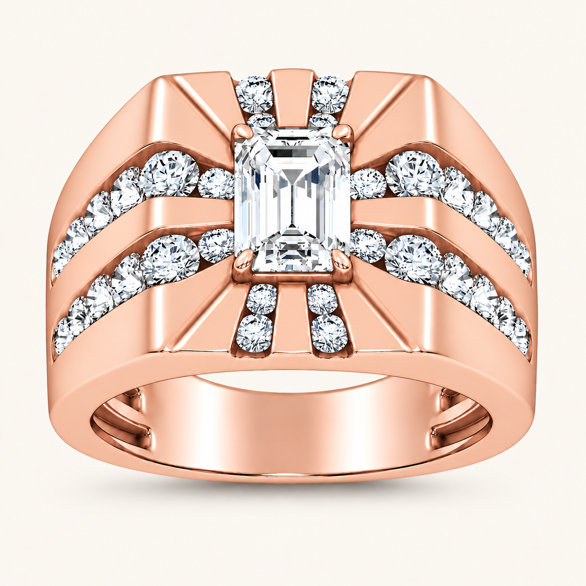 Lab Grown Diamond 3.00 CT Emerald Cut Men's Ring
