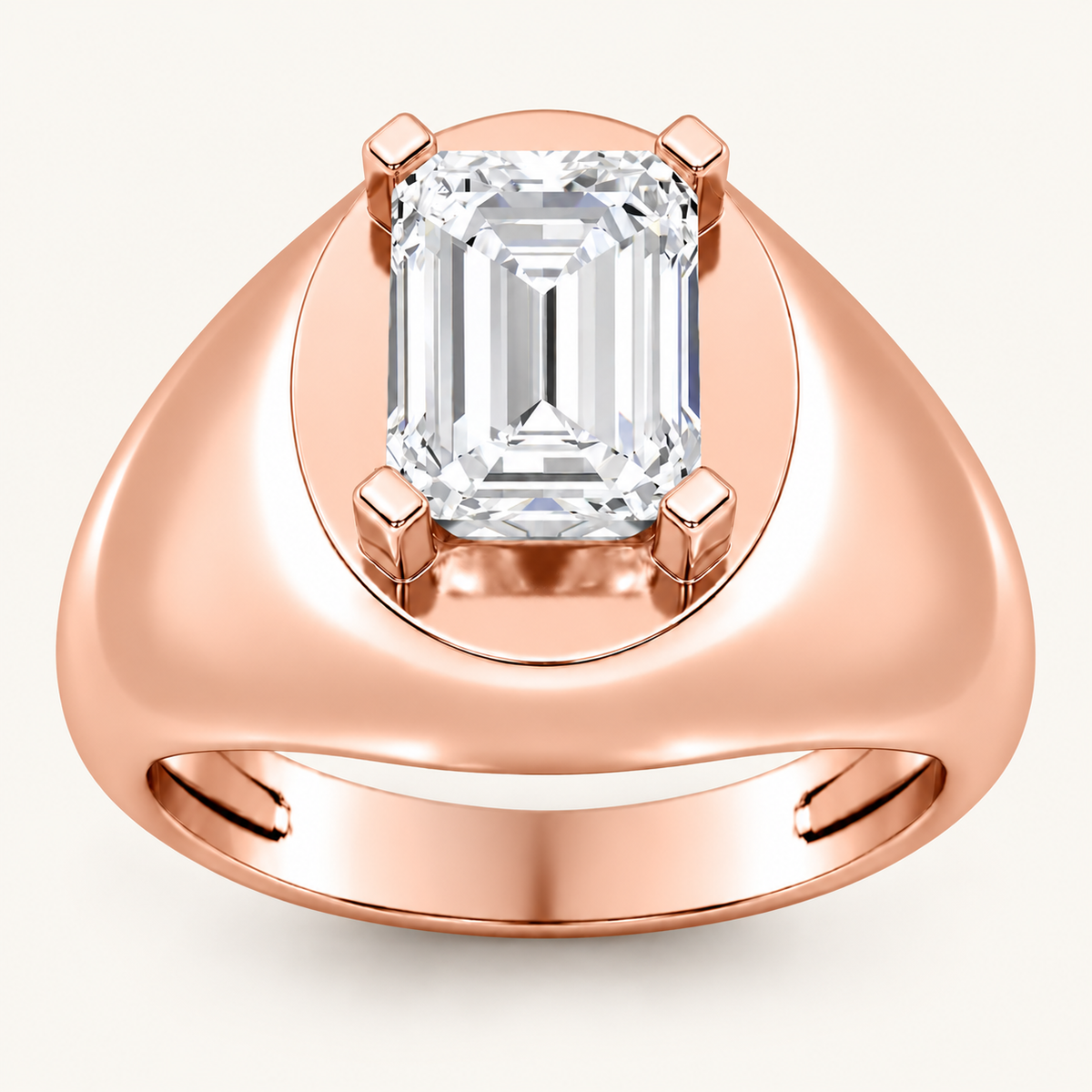 Lab Grown Diamond 3.00 CT Emerald Cut Solitaire Men's Ring