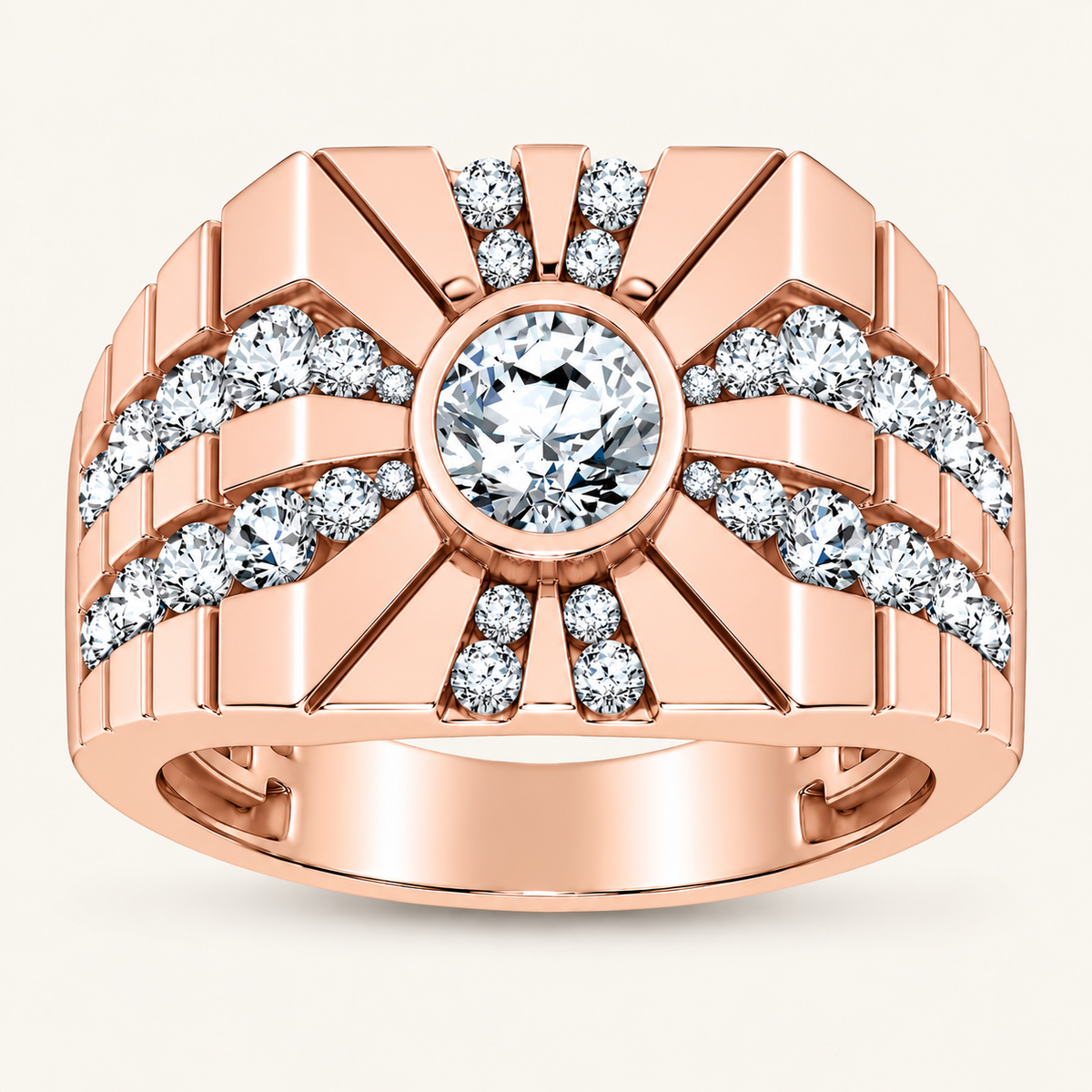 Lab Grown Diamond 4.49 CT Round Cut Men's Ring