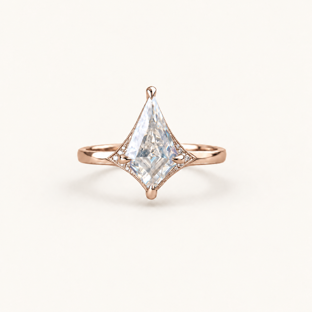 Moissanite 1.45 CT Kite Cut Solitaire Ring