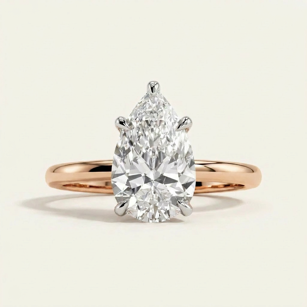 Moissanite 3.41 CT Pear Cut Diamond Solitaire Ring