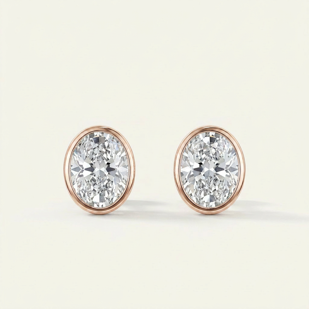Moissanite 1.00 CT Oval Cut Diamond Stud Earrings (V4)