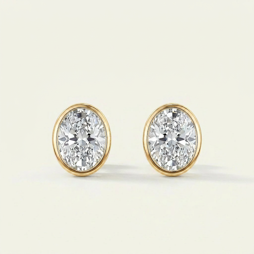 Moissanite 1.00 CT Oval Cut Diamond Stud Earrings (V4)