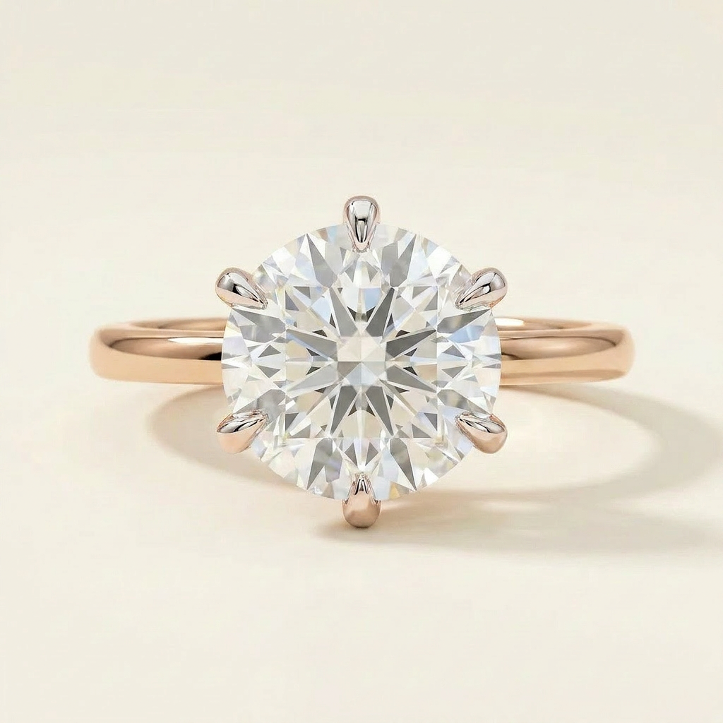 Moissanite 1.90 CT Round Cut Diamond Solitaire Ring