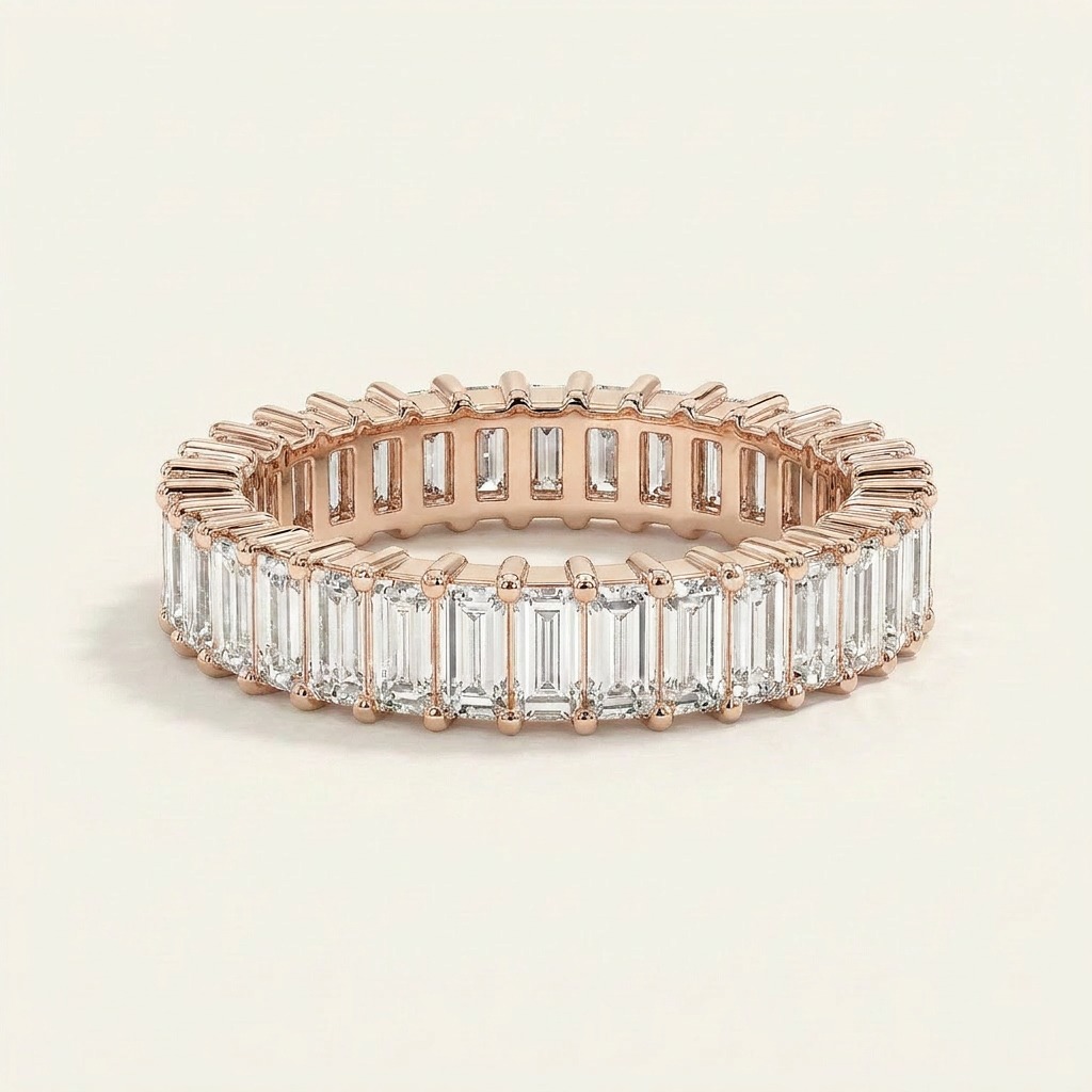Moissanite 4.05 CT Baguette Cut Diamond Ring