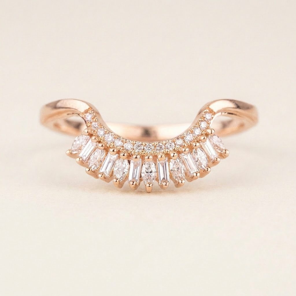 Moissanite 0.50 CT Baguette & Round Cut Diamond Ring