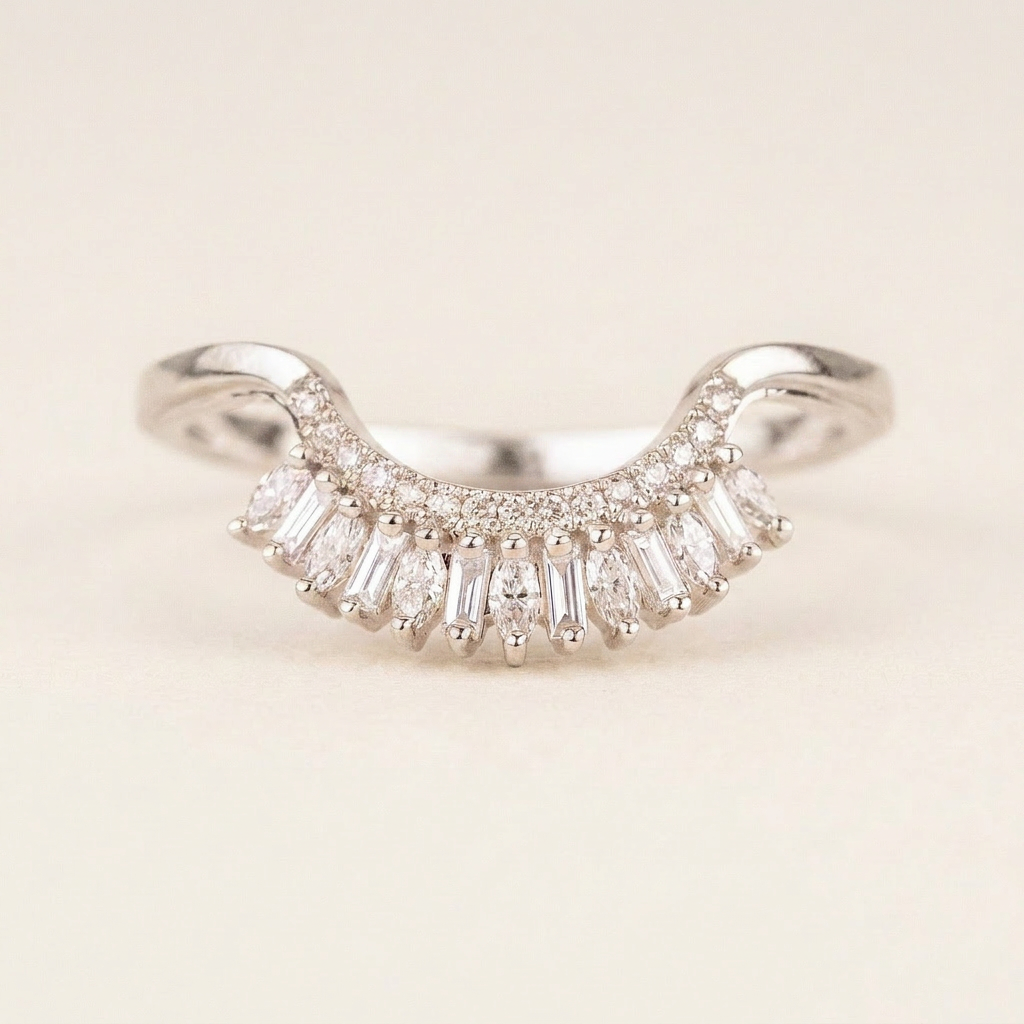 Moissanite 0.50 CT Baguette & Round Cut Diamond Ring