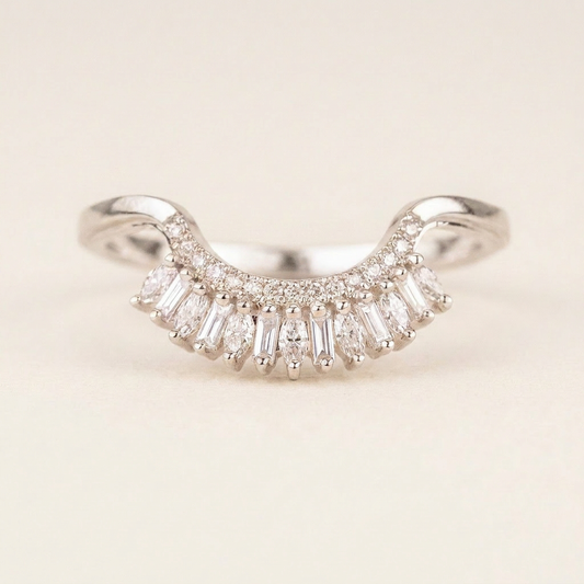 Moissanite 0.50 CT Baguette & Round Cut Diamond Ring