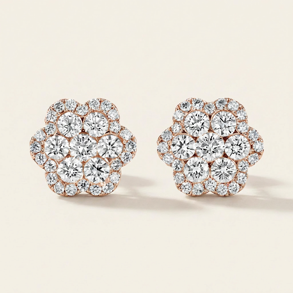 Moissanite 1.22 CT Round Cut Diamond Stud Earrings