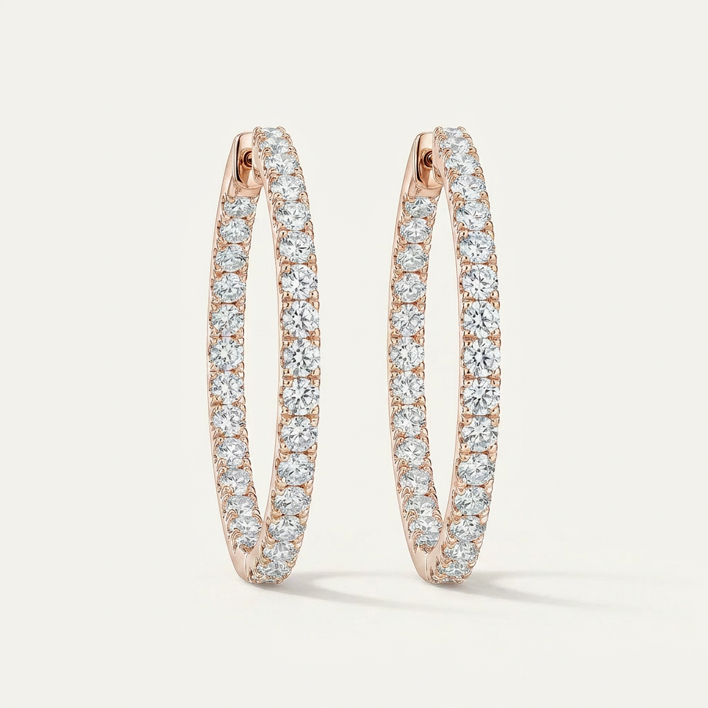 Moissanite 2.66 CT Round Cut Diamond Hoop Earrings