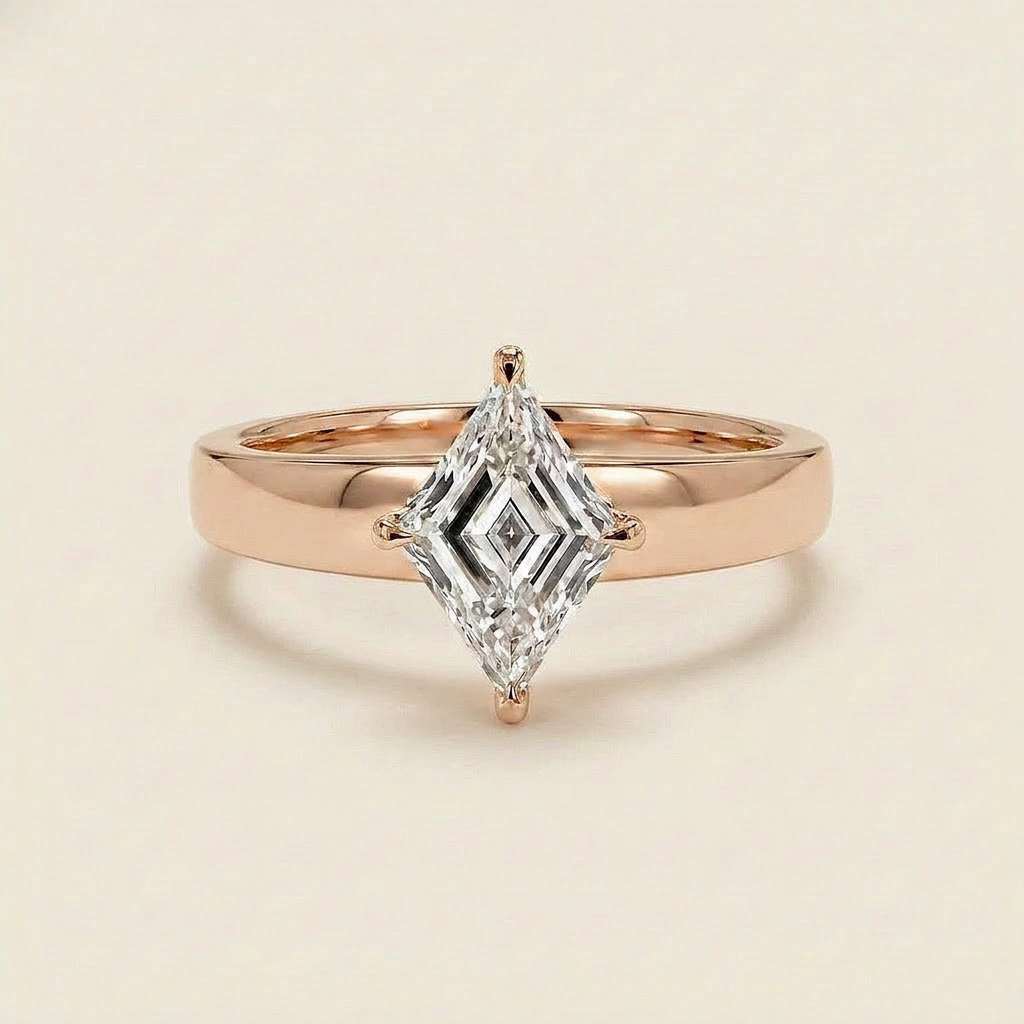 Lab Grown 3.00 CT Lozenge Cut Diamond Solitaire Ring