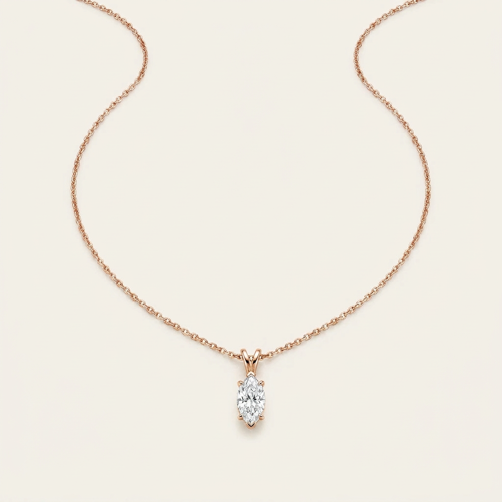 Moissanite 1.00 CT Marquise Cut Diamond Solitaire Necklace