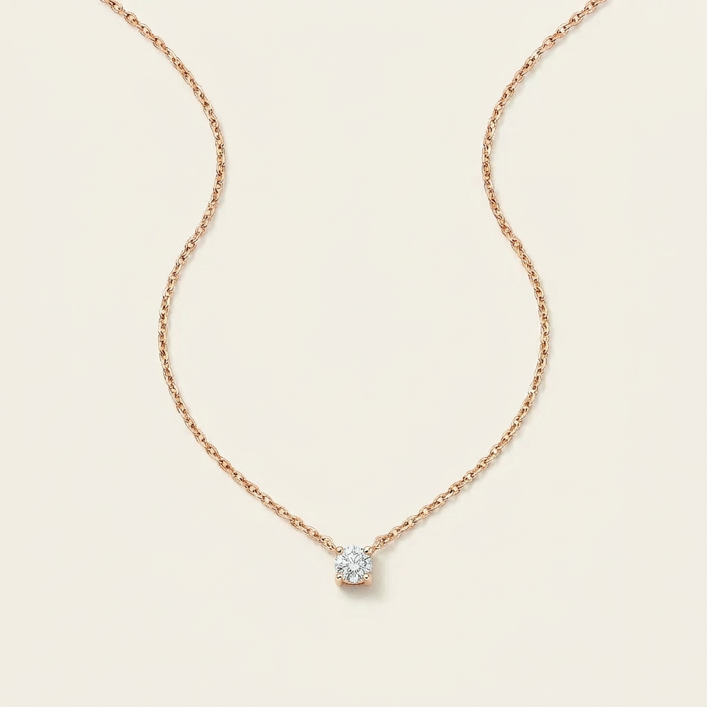 Moissanite 0.25 CT Round Cut Diamond Solitaire Necklace (V2)